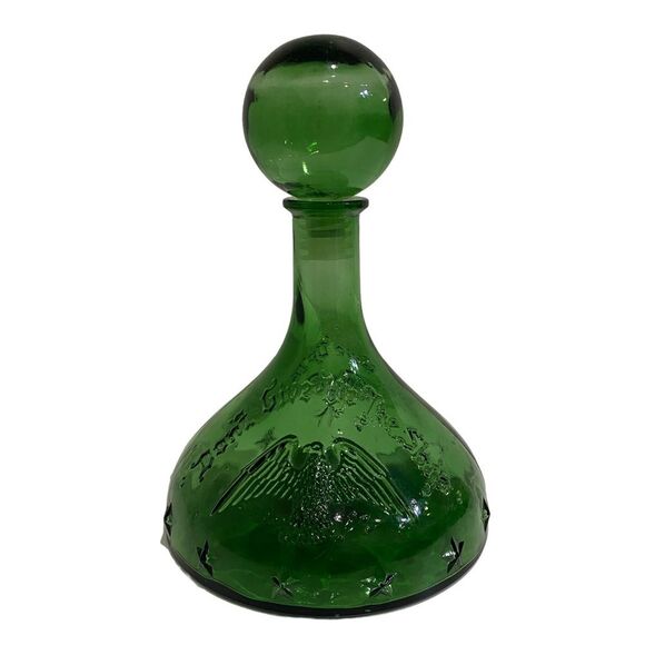 Vintage ITALIAN GLASS CAPTAIN'S DECANTER - Green - "DON'T GIVE UP THE SHIP" - Picture 1 of 10